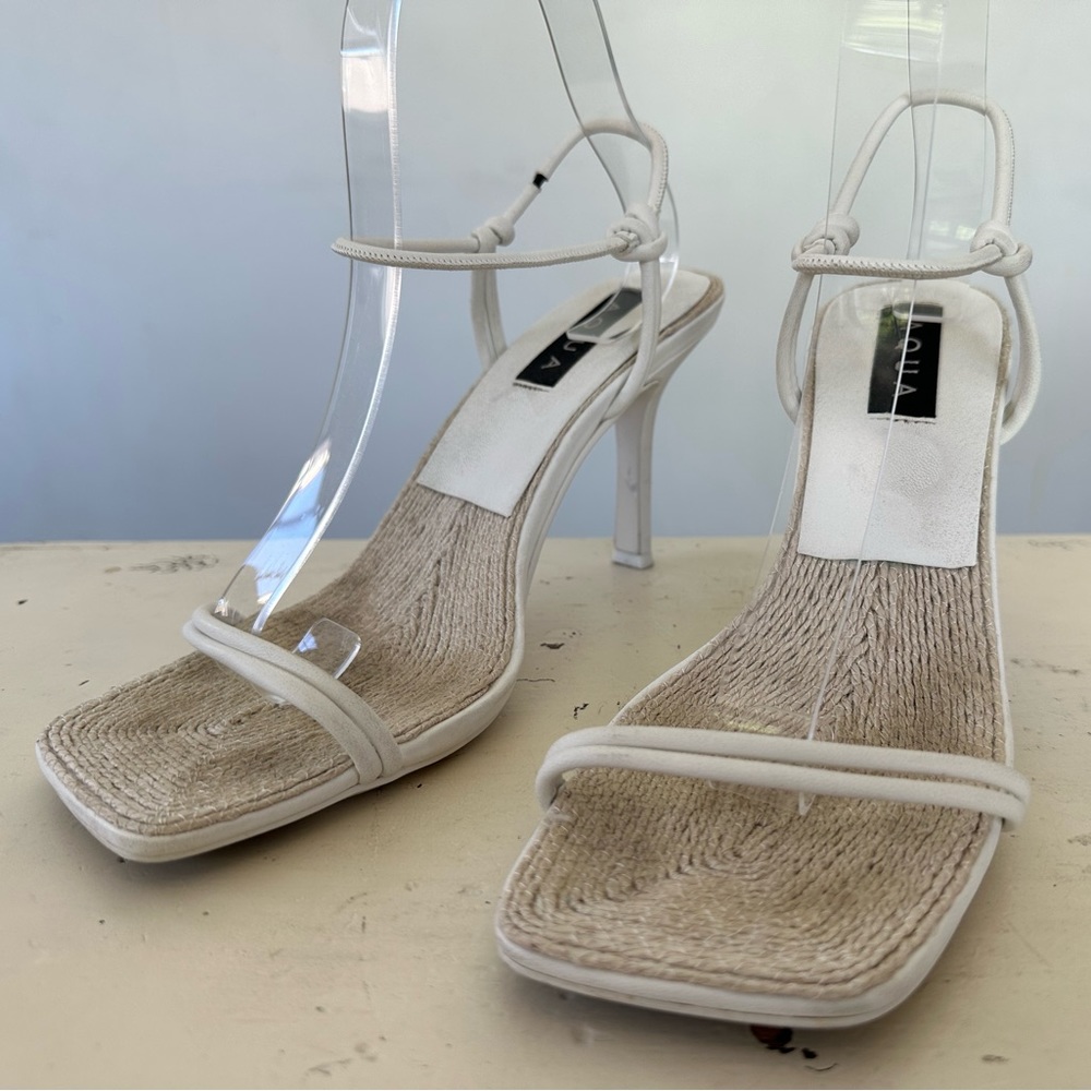 Aqua Alaya White Open-toe Ankle Strap Women's Size 8.5 M